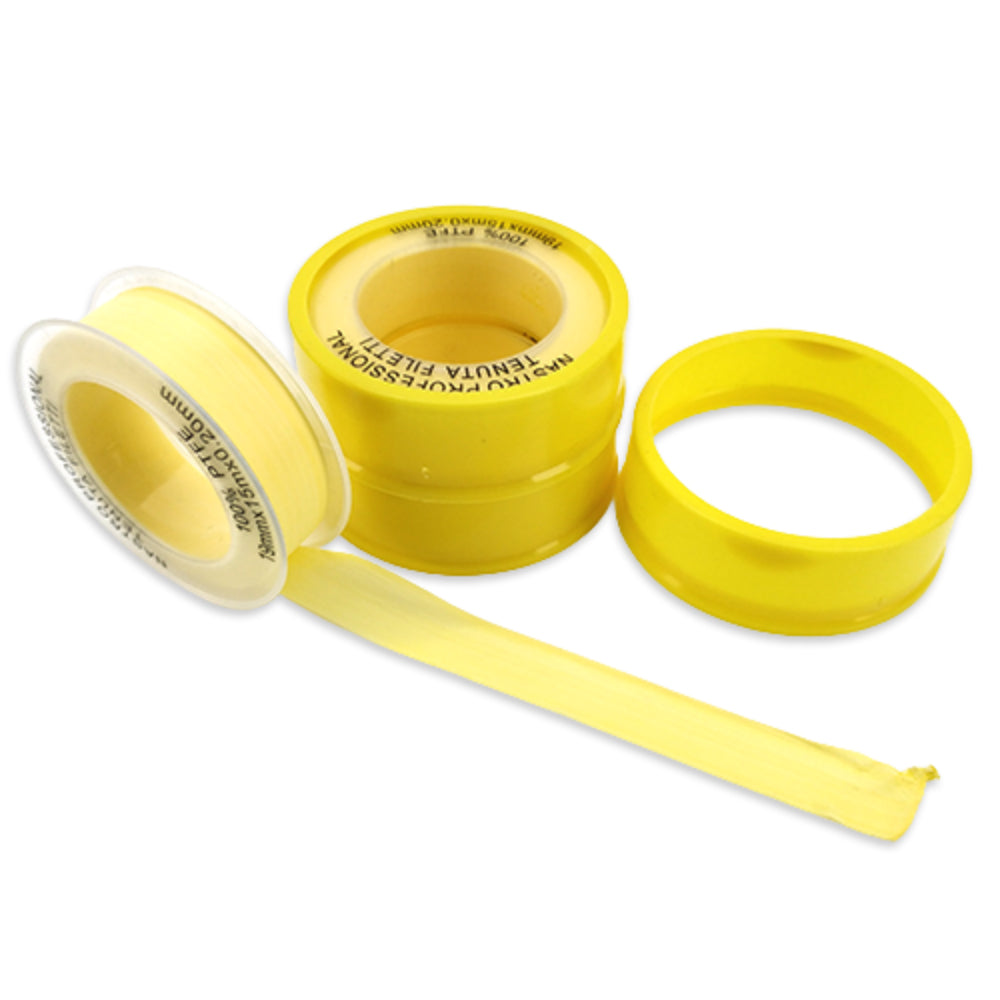 100% PTFE Plumbers Tape (Teflon Tape) - 3 Pack (15m per roll)