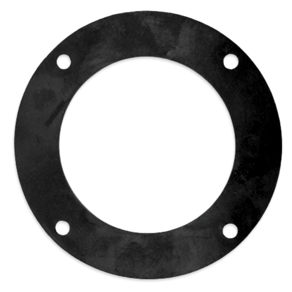 Black gasket with three holes on a white background