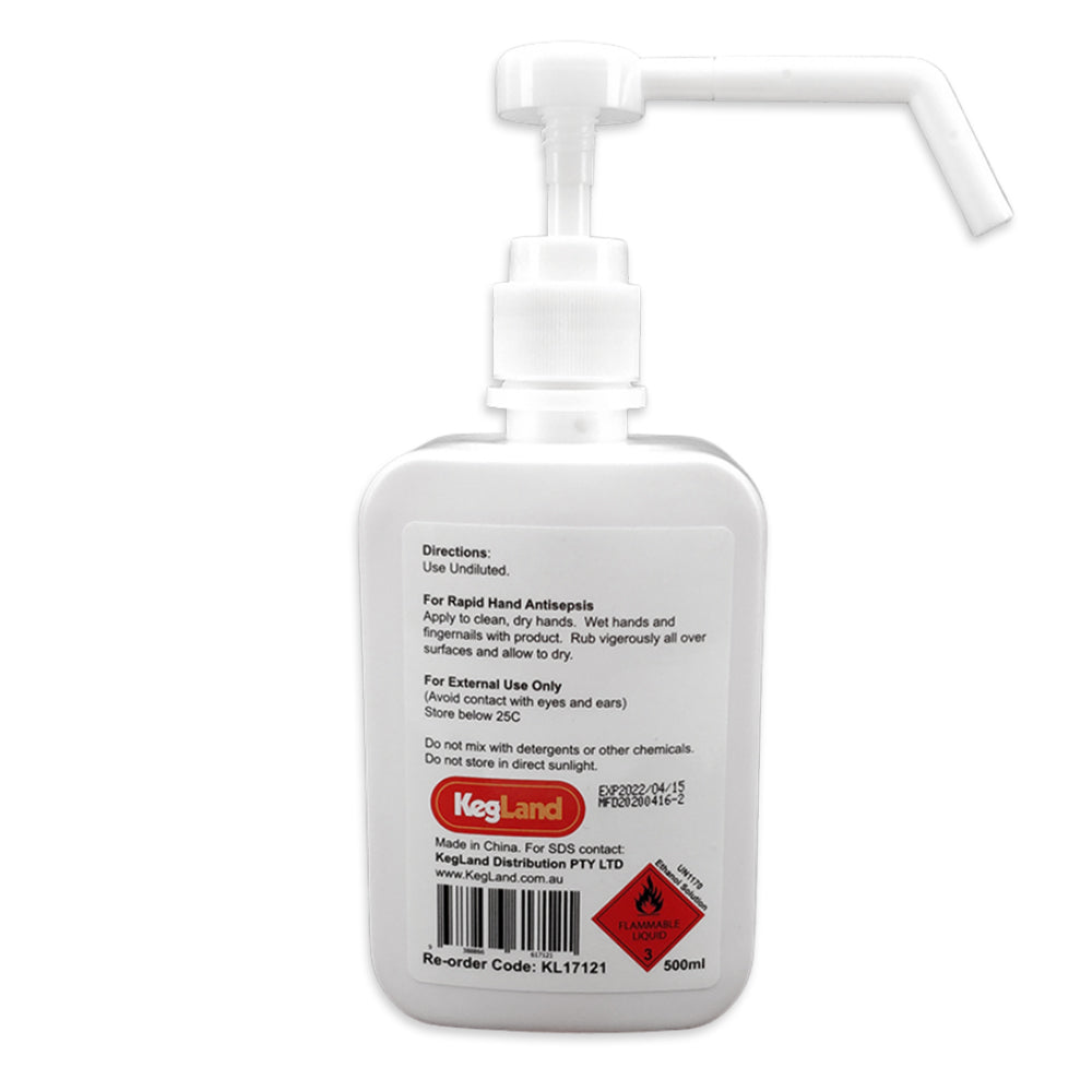 Hand sanitizer bottle with pump on a white background
