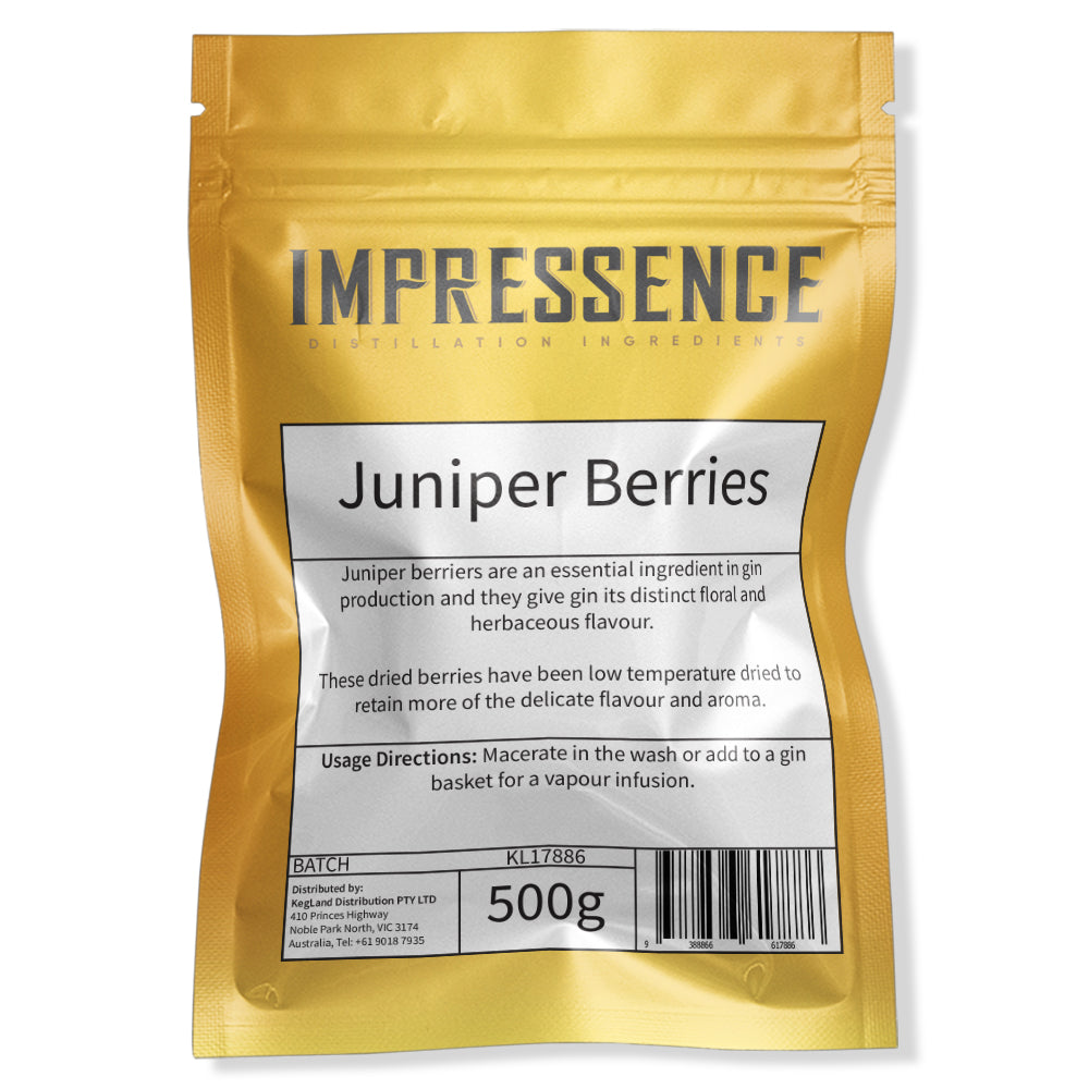 Impressence Juniper Berries 500g in Resealable Gold Mylar Packaging