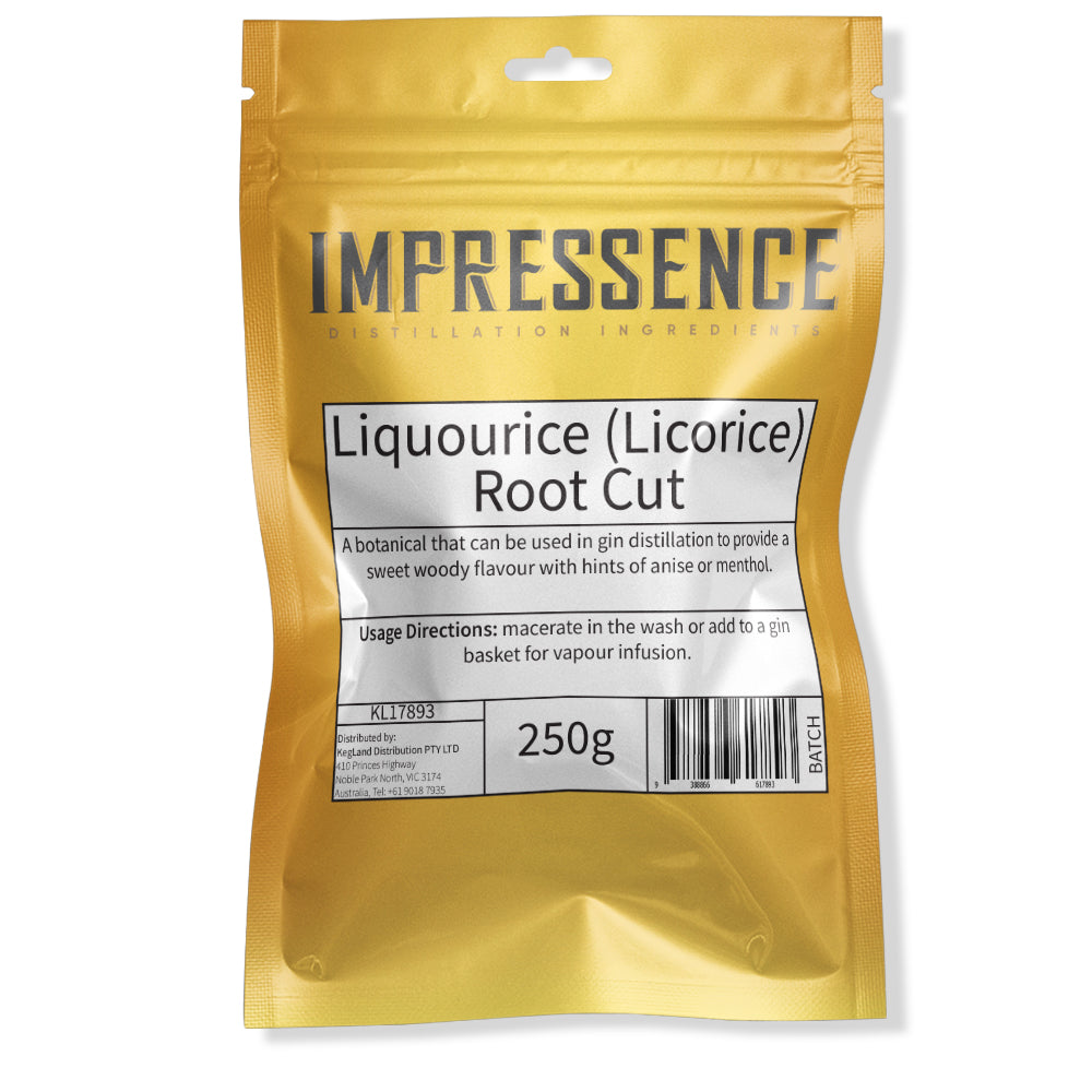 Impressence - Liquorice Root Cut - 250g Gold Resealable Mylar Bag.