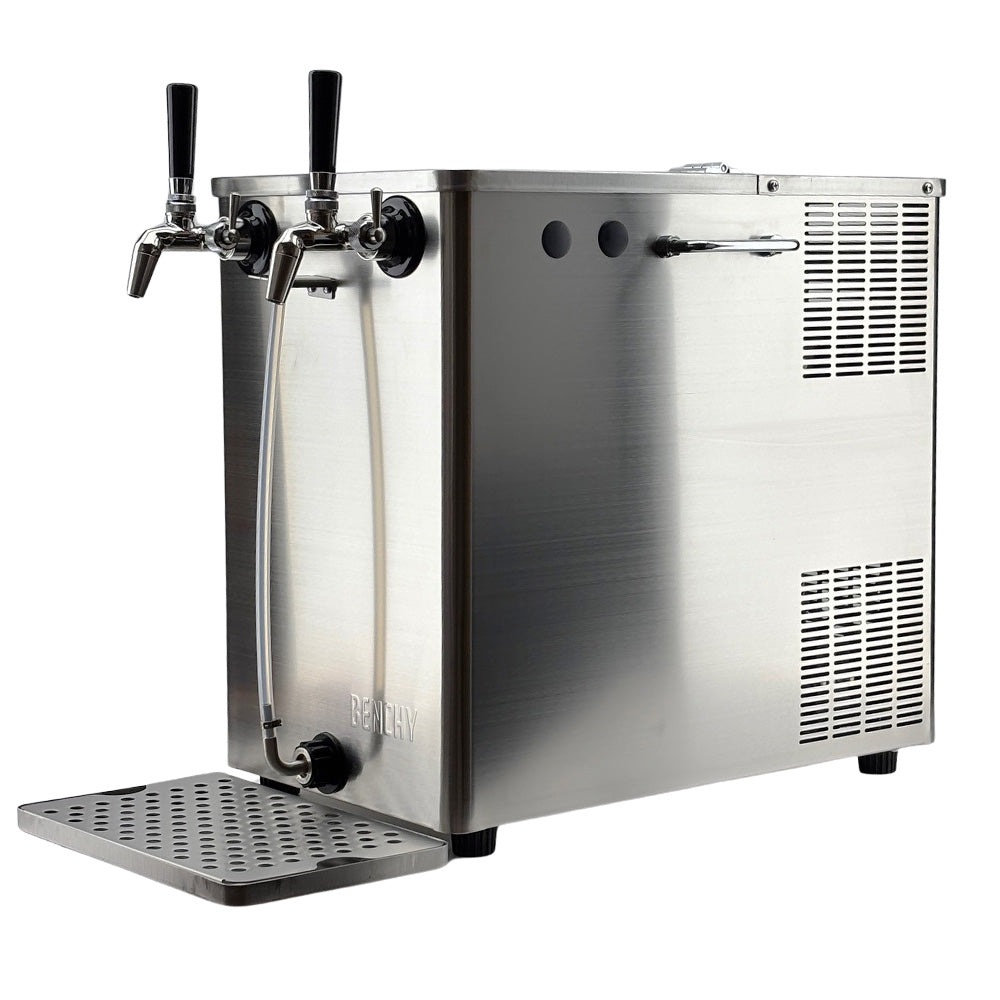 The Benchy Portable Keg Dispenser is the easiest way to setup a draft system. No ice required! Just plug in the keg and power and be pouring beers instantly.