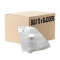 Box labeled 'Bulk 10 x Bladders' with a clear plastic bag containing a white bladder on a white background.