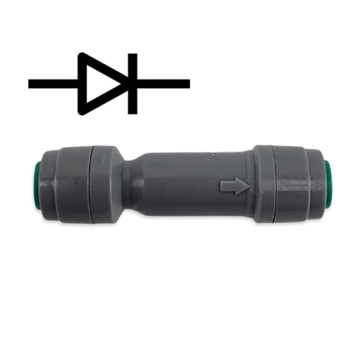 6.35mm x 6.35mm duotight check valve - prevents back flow of liquid into your regulator with a low 1psi opening pressure.
