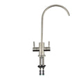 This 2 outlet chrome plated brass tap is suitable for cold filtered water, carbonated water, or ambient temperature water. 
