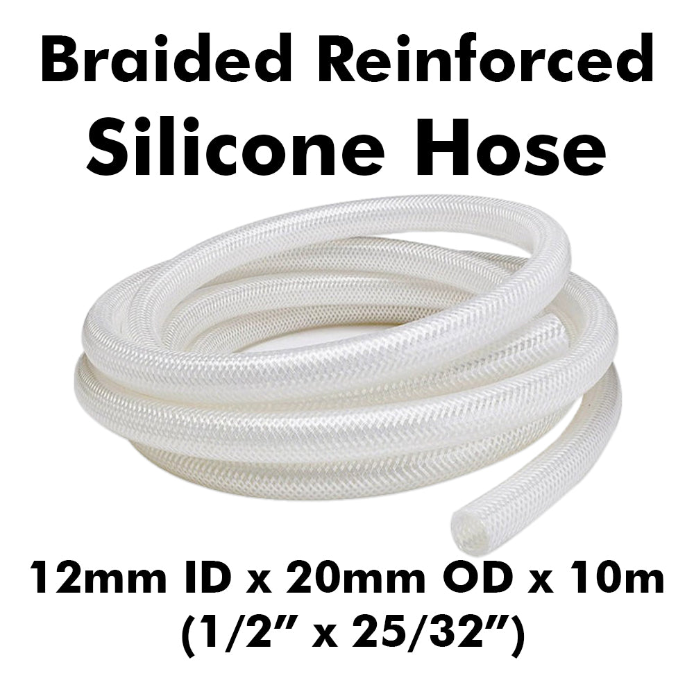 Commercial grade brewery and transfer line hosing. Braided Silicone is capable of withstanding mains pressure up to 150psi.