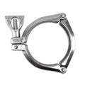 3 Inch Tri-Clover clamp in three sections. Close up photo of the closed clamp.