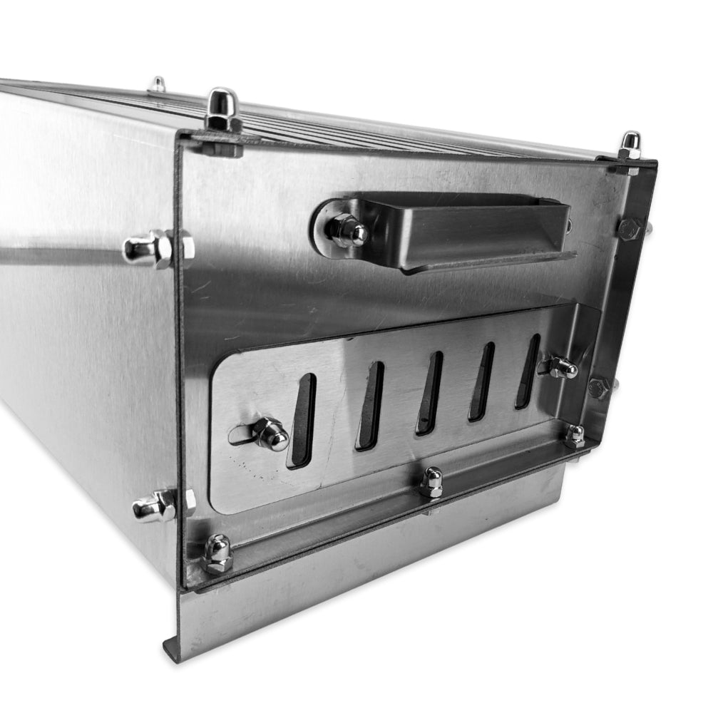 Hibachi in the open venting position.