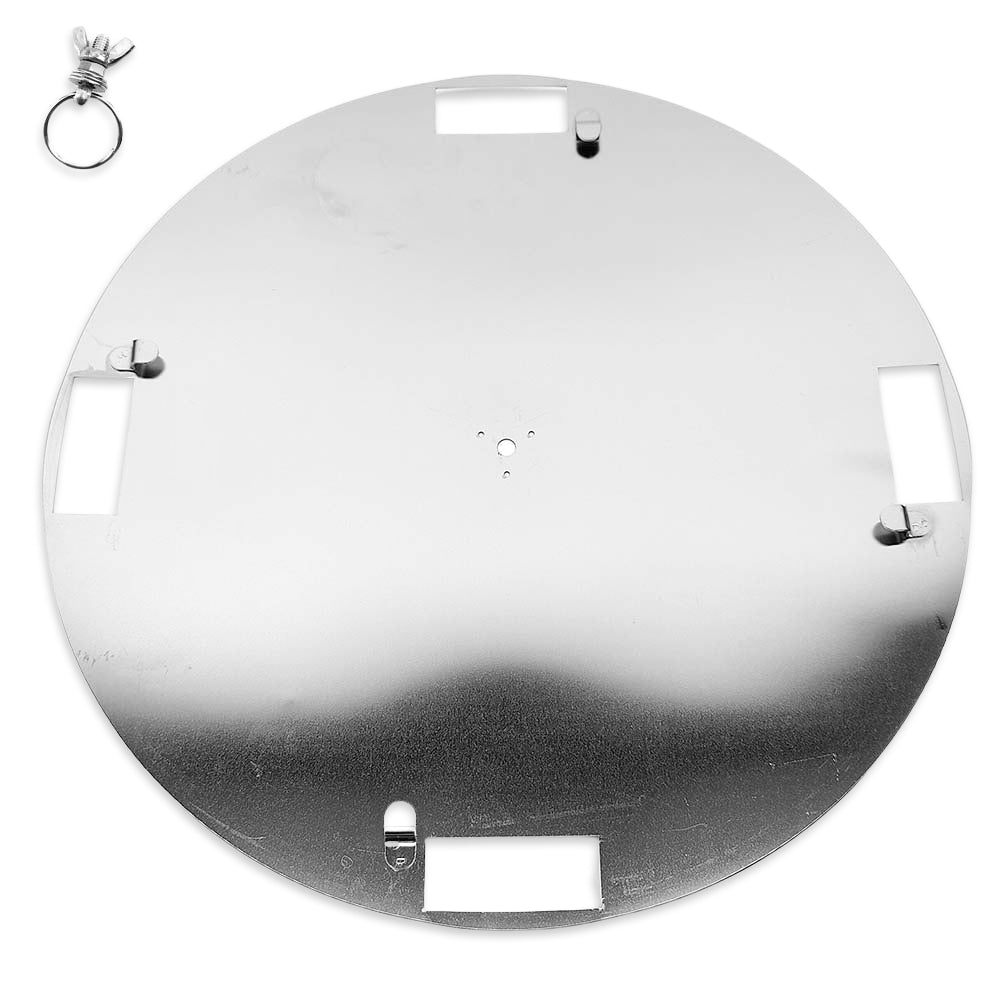 The order of bolt to washer to nuts goes as follows. Eye bolt, washer, false bottom, washer, nut, HED then wing nut. This is so that the eye bolt does not come completely removed when and if you clean underneath the Heat Exchanger Dish.
