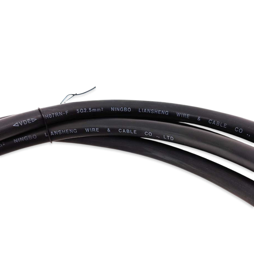 Two black cables with visible branding on a white background