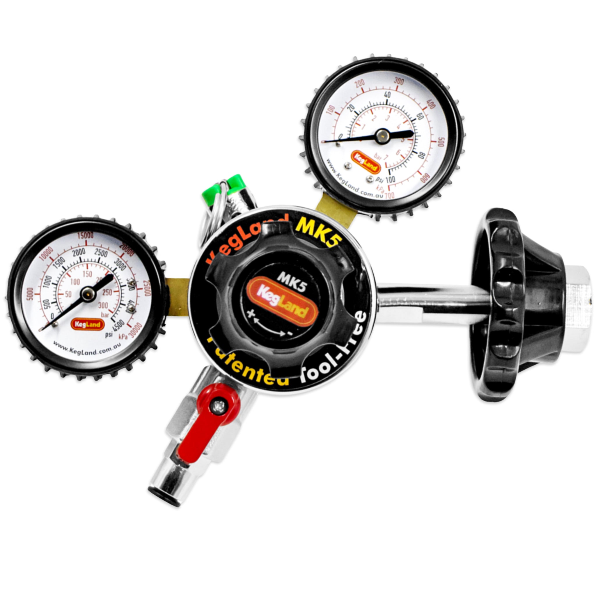 KegLand MK5 regulator with integrated check valve.