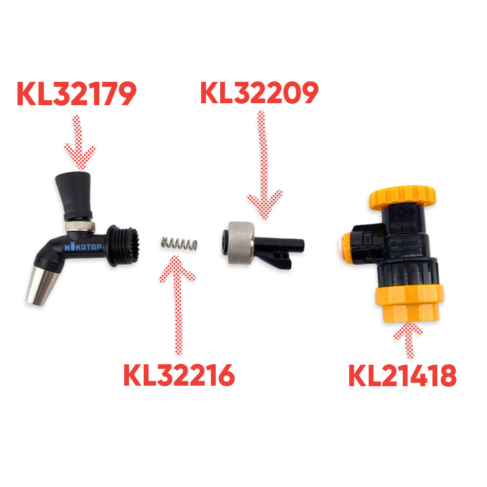 Other Parts Sold Separately
KL32179 - Nukatap Mini
KL21418 - Flow Control Ball Lock Disconnect
KL32216 - NukaTap Mini &amp; FC (Gen2) Self Closing Tap spring