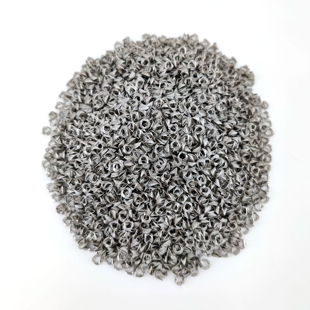 Super high density large spiral prismatic packing for 4 inch or larger columns. This packing ensures you maximise the purity distillate from your reflux still.