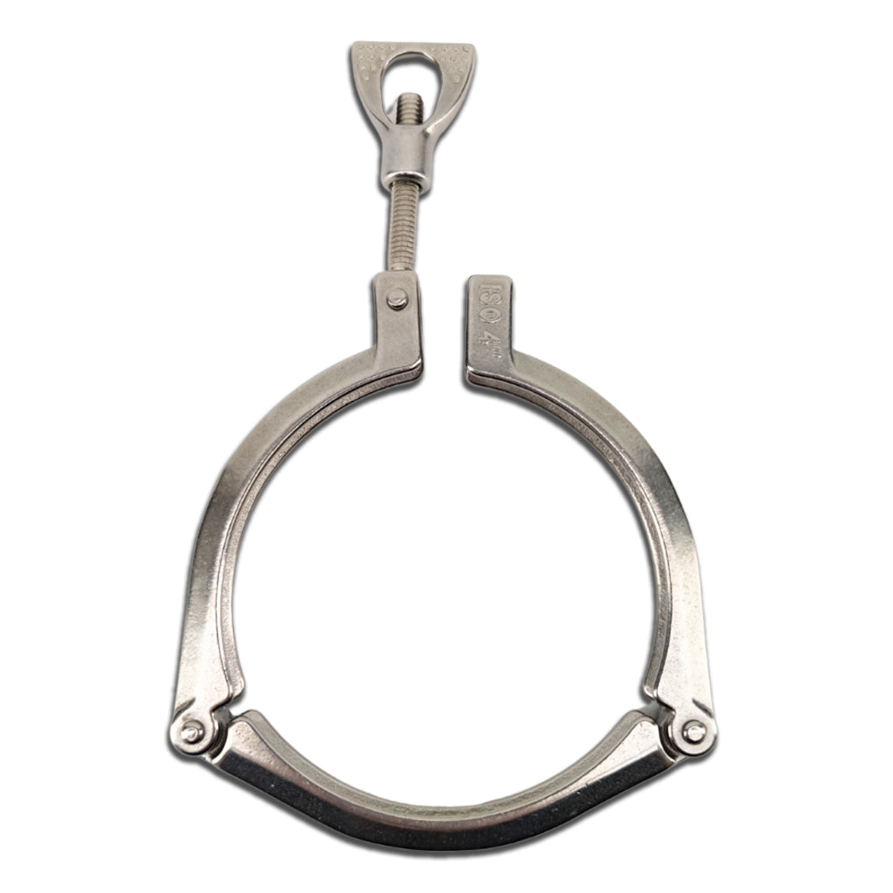 These three segment sanitary clamps are two separate three collets connected together to provide a higher working pressure rating.