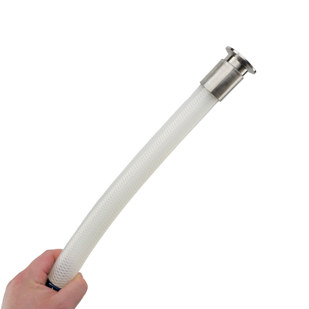 Commercial Beverage and Safe Food Handling Fitting designed for seamless sanitary flow. Please note: These must be crimped/swaged onto the hose. Hosing not included.