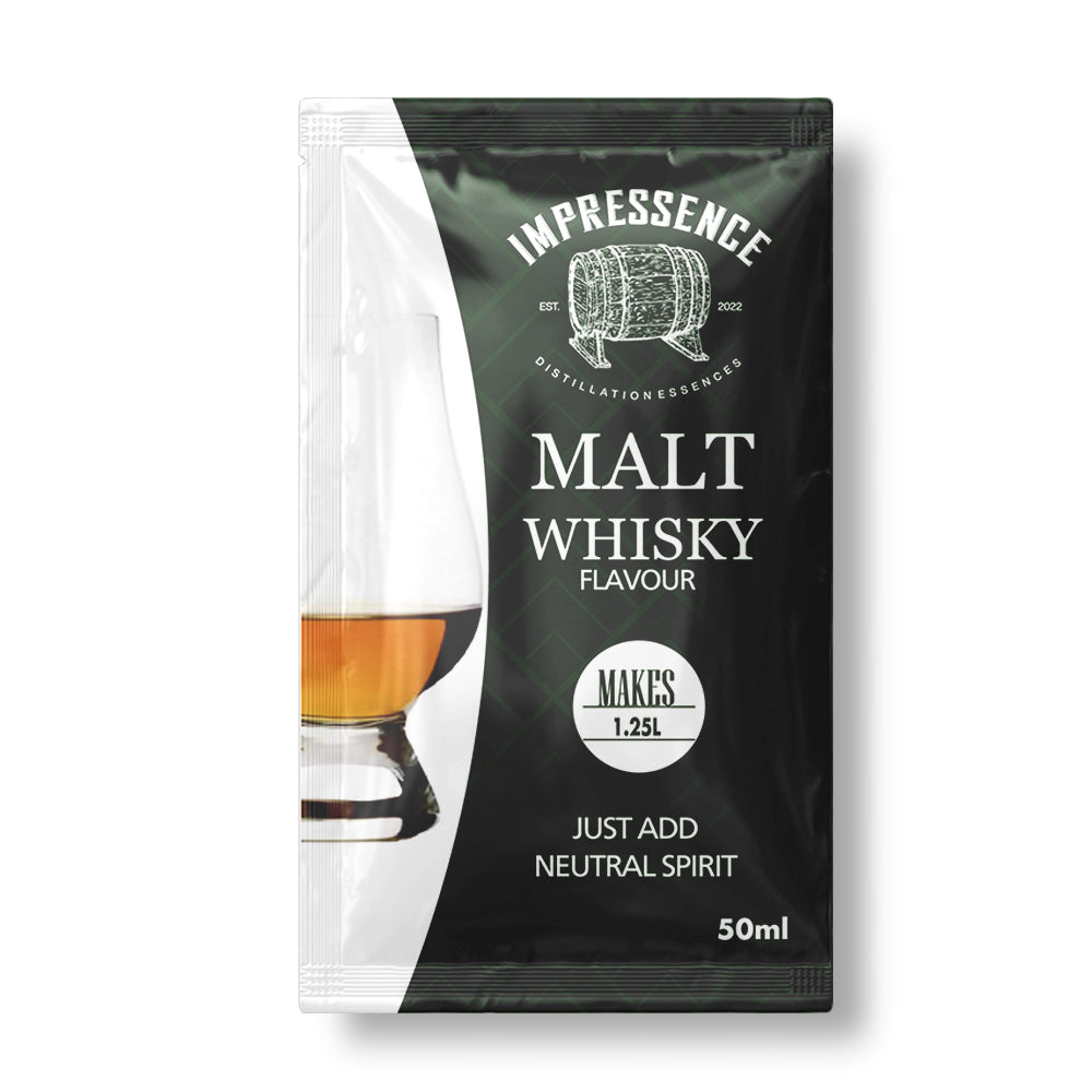 50mL Malt Whisky Spirit Flavouring Sachet- makes 1.25L of smooth Green Label Scotch Whisky.