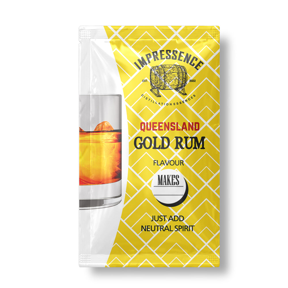 50mL Queensland Gold Rum Spirit Flavouring Satchet - makes 1.25L of classic Bundy Style molasses gold rum.