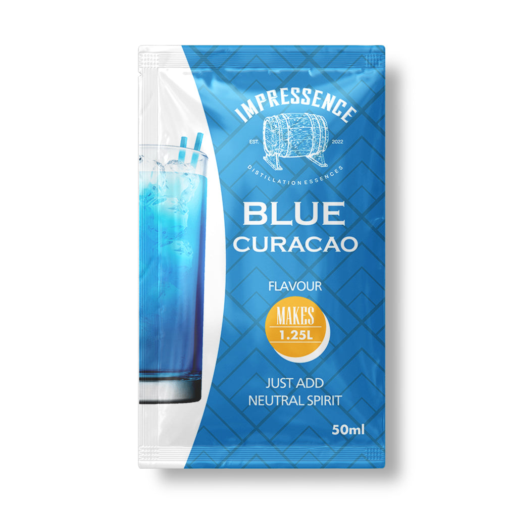 50mL Blue Curacao Liqueur Spirit Flavouring Sachet - makes 1.25L of curacao orange flavoured liqueur.