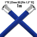 This 1m hose is equipped with a 1 Inch bore that fits a 1.5 Inch TC fitting on both ends. These are swaged to the hose to ensure a smooth bore that is capable of high pressures or vacuum.