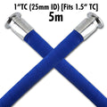 This 5m hose is equipped with a 1 Inch bore that fits a 1.5 Inch TC fitting on both ends. These are swaged to the hose to ensure a smooth bore that is capable of high pressures or vacuum.