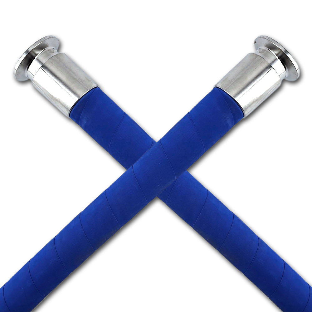 This 5m hose is equipped with a 1 Inch bore that fits a 1.5 Inch TC fitting on both ends. These are swaged to the hose to ensure a smooth bore that is capable of high pressures or vacuum.