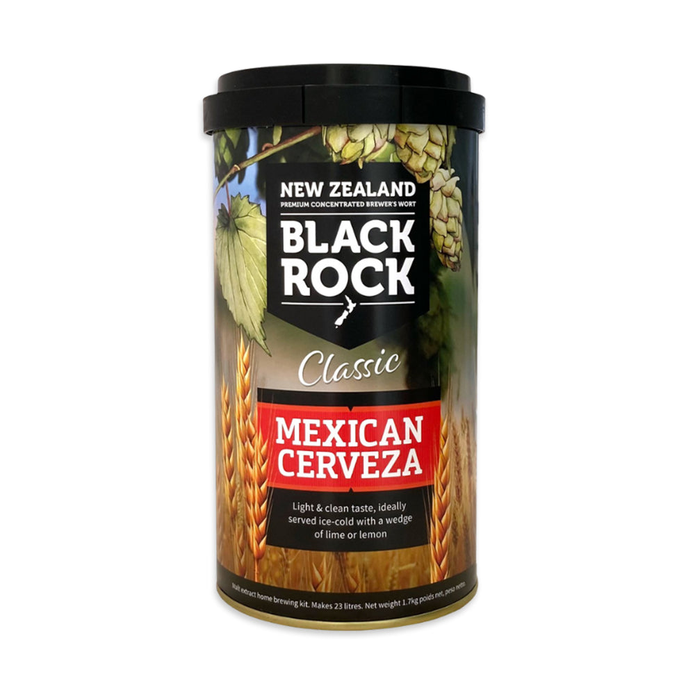 Black Rock Classic Mexican Cerveza (Lager) Beer Kit. Liquid Malt Extract with yeast for a light coloured, Mexican style beer with a balanced, crisp clean finish.