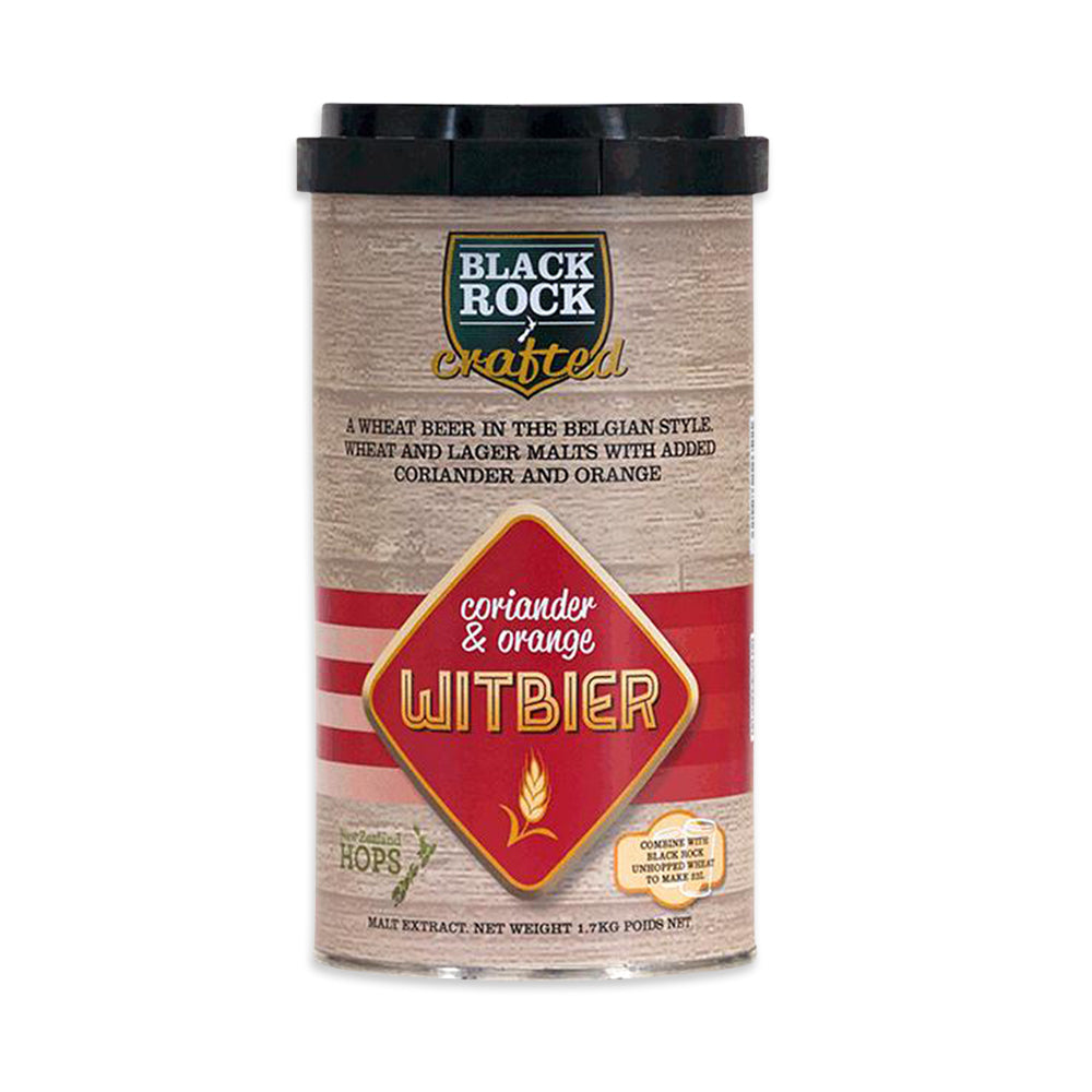 Black Rock Crafted Coriander & Orange Witbier Liquid Malt Extract Kit. Traditional fruity orange and coriander flavours.