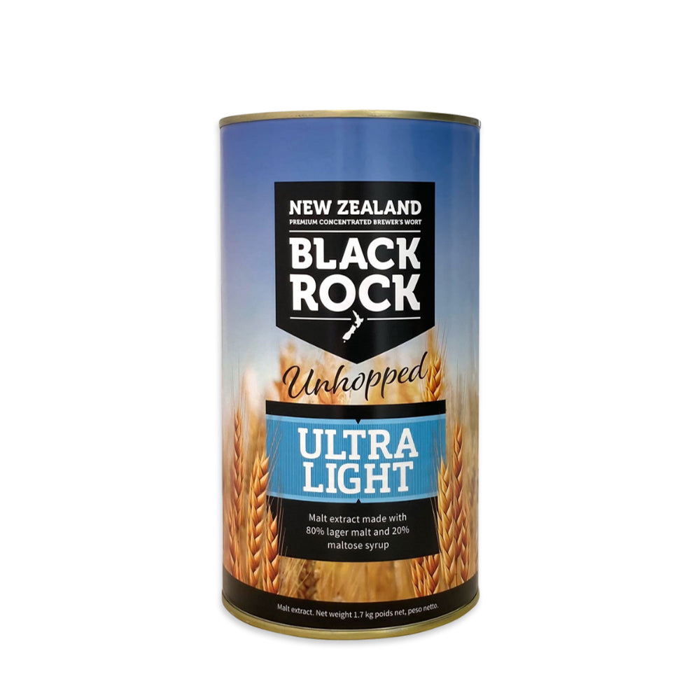 Black Rock Unhopped Ultra Light Malt Extract a flexible light coloured and smooth flavoured base for lagers, pilsners and light coloured ales.
