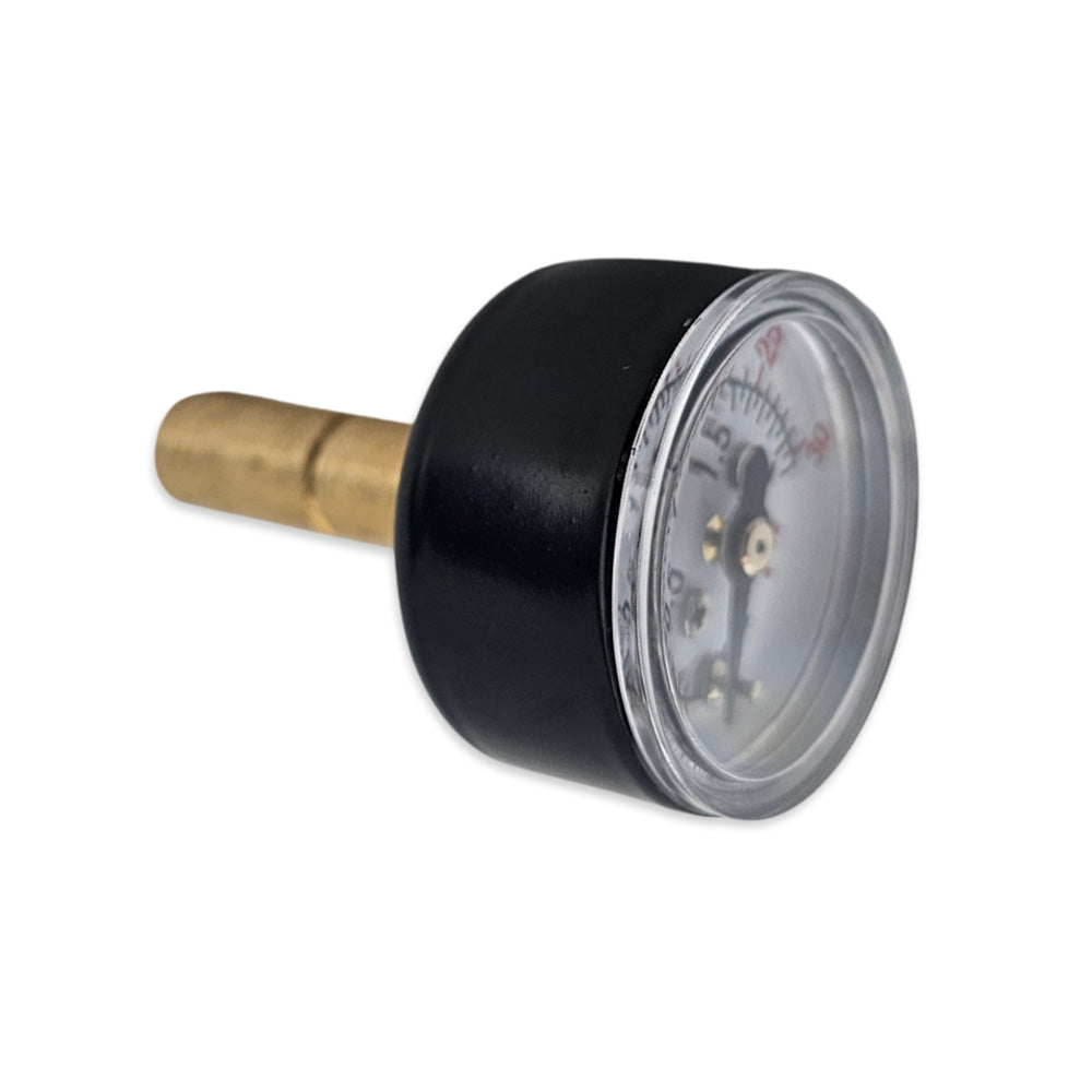 The barb on this gauge will enable you to put this directly onto hosing or alternatively you can connect it to any of the push in fittings such as the duotight push in fittings in the 8mm (5/16") Size.