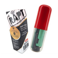 A RAPT Pill hydrometer and thermometer wireless charging seal shown next to its retail packaging box on a white background.