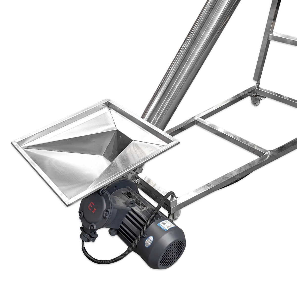 Close up of MaltZilla Grain auger lifter. Profressional grade motor.