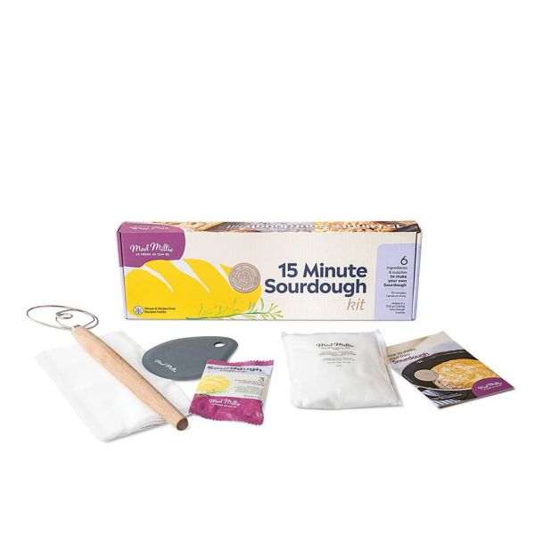 All ingredients and equipment included to make sourdough at home.