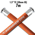 The commercial hose is white and smooth internally, made of BIIR (butyl) rubber compound. Food quality, odourless and taste. 7m delivery hose for beer, wine, soft drinks, still beverages and alcohol up to 96%.