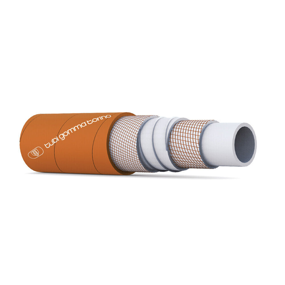 The commercial hose is white and smooth internally, made of BIIR (butyl) rubber compound. Food quality, odourless and taste. 3m delivery hose for beer, wine, soft drinks, still beverages and alcohol up to 96%.