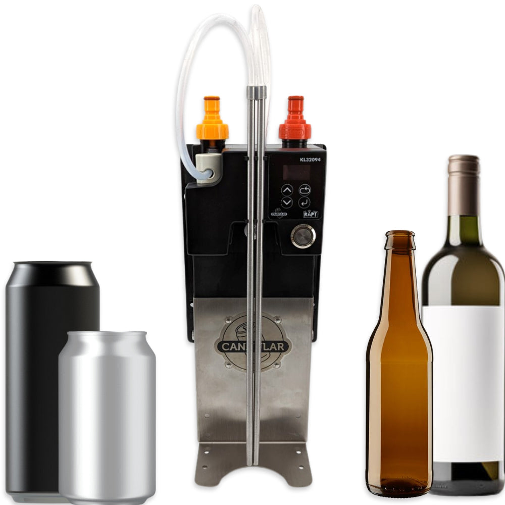 This Cannular Can and Bottle filler is ideally used for bottle cans or even glasses.&nbsp; Using two adjustable stainless steel tubes it will use one to purge oxygen out of the vessel and then use the second one to fill the vessel to a precise level based on an internal pressure sensor.&nbsp;