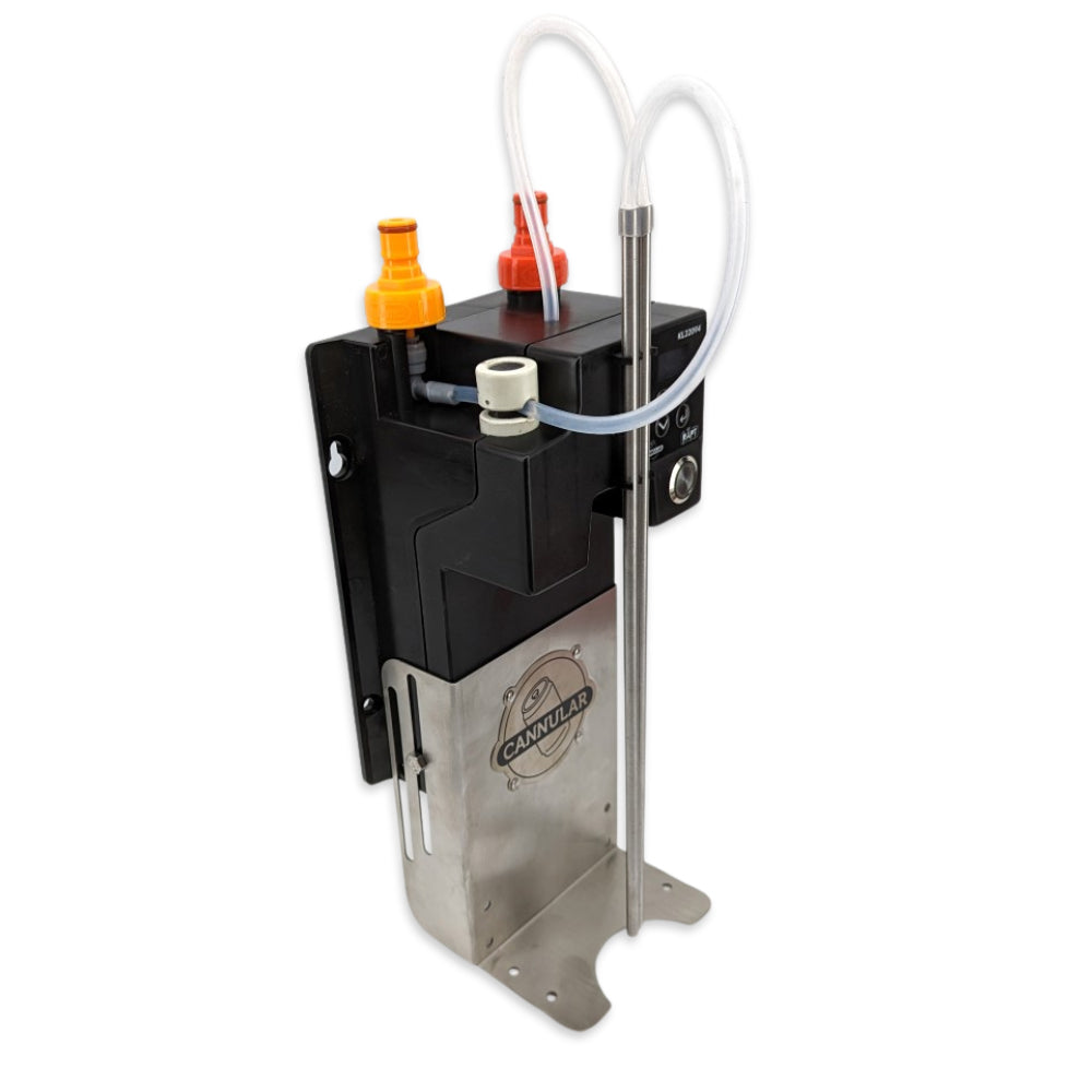 This Cannular Can and Bottle filler is ideally used for bottle cans or even glasses.&nbsp; Using two adjustable stainless steel tubes it will use one to purge oxygen out of the vessel and then use the second one to fill the vessel to a precise level based on an internal pressure sensor.&nbsp;