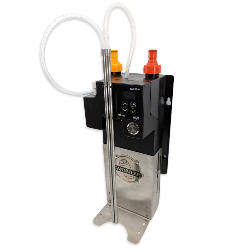This Cannular Can and Bottle filler is ideally used for bottle cans or even glasses.&nbsp; Using two adjustable stainless steel tubes it will use one to purge oxygen out of the vessel and then use the second one to fill the vessel to a precise level based on an internal pressure sensor.&nbsp;