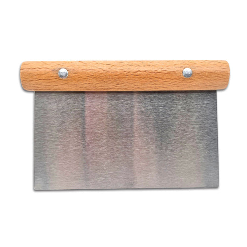 Stainless steel scraper with wooden handle ideal for portioning dough whether it be pasta, pizza or bread. Use it to clean boards and kitchen surfaces as well. 