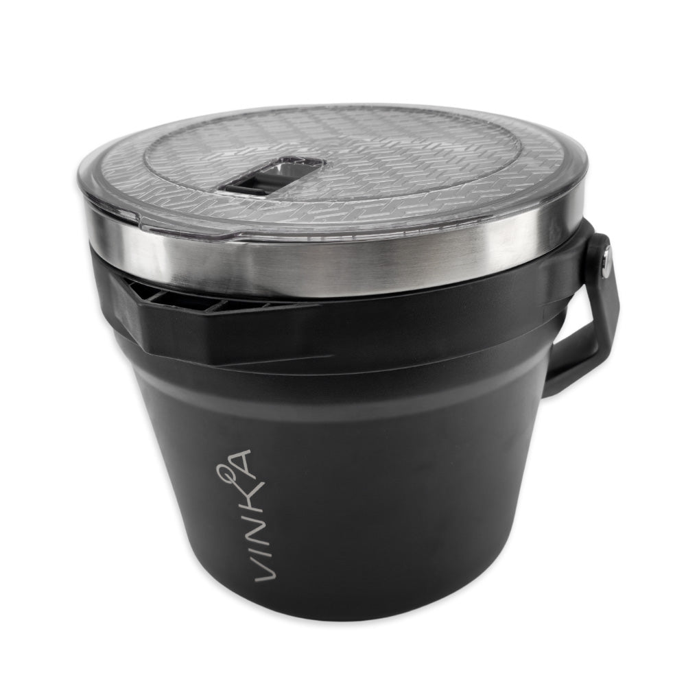 This durable beverage ice bucket is part of the ultra premium VINKA cocktail mixing setup. It is 100% Food Safe and will keep your Ice and beverages cold for hours upon hours.