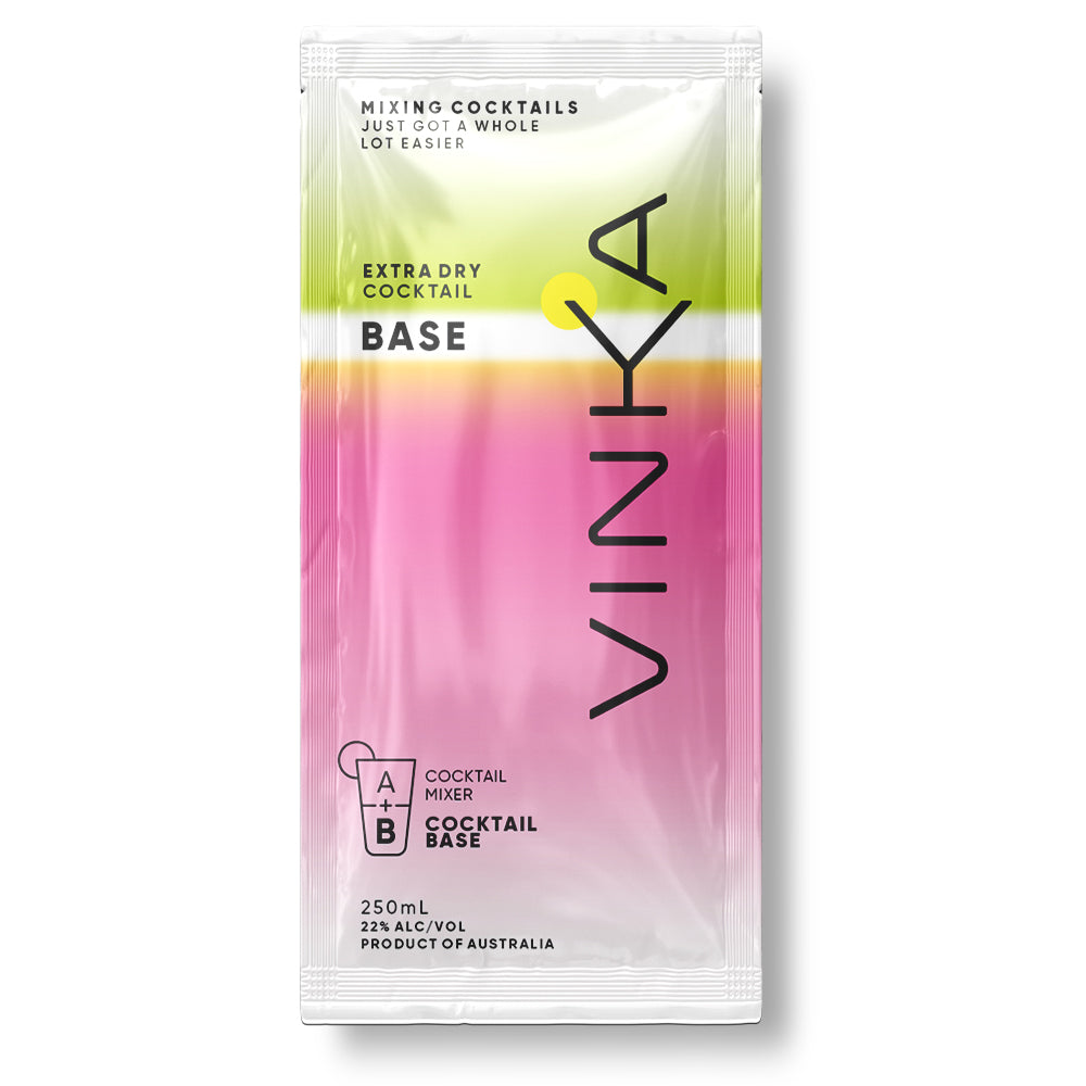 250mL VINKA Extra Dry Cocktail Base Sachet Render.