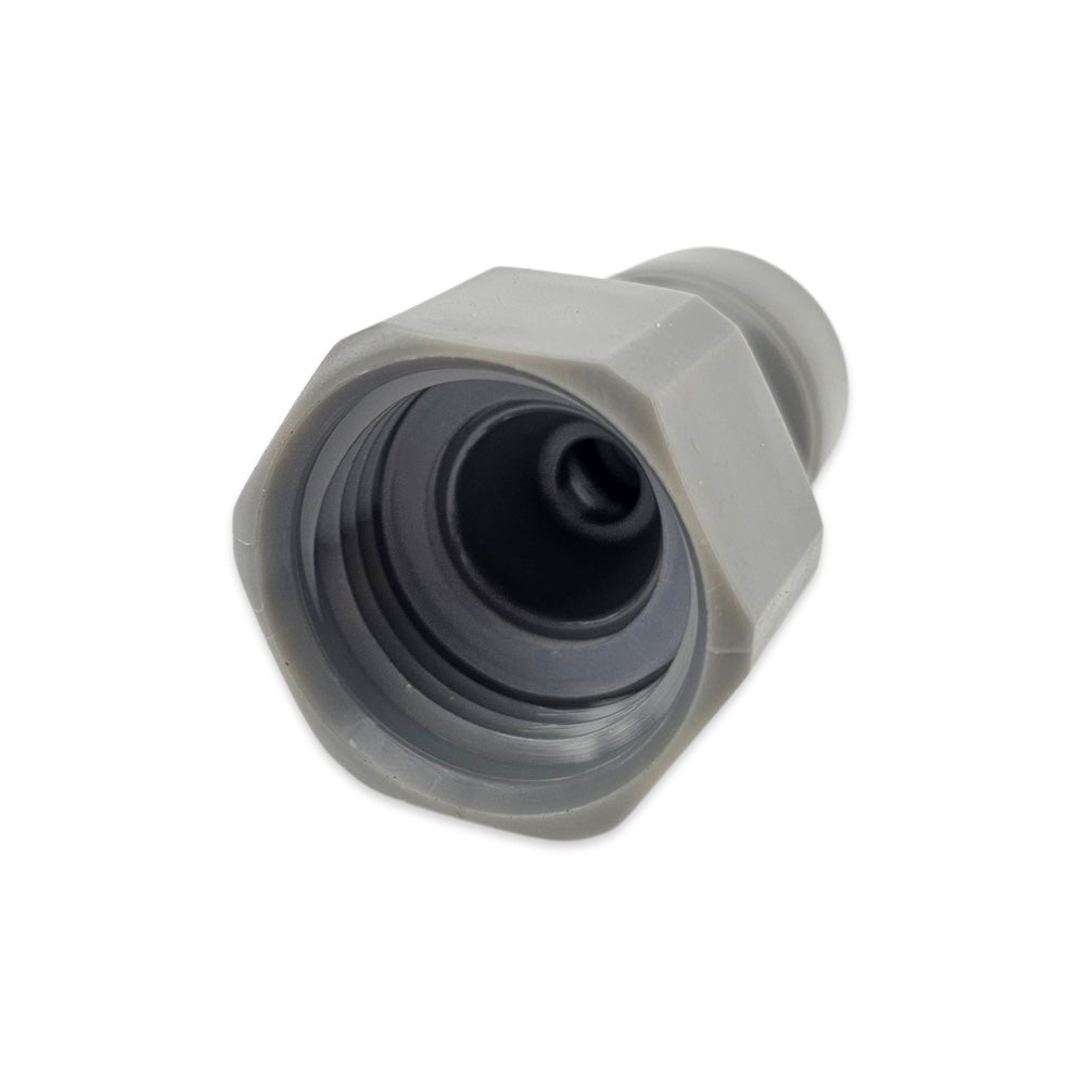 duotight comes with a silicone washer inserted. There should be no need to use thread tape on the threaded portion. Suits 8mm OD hosing in either 4mm or 5mm ID.