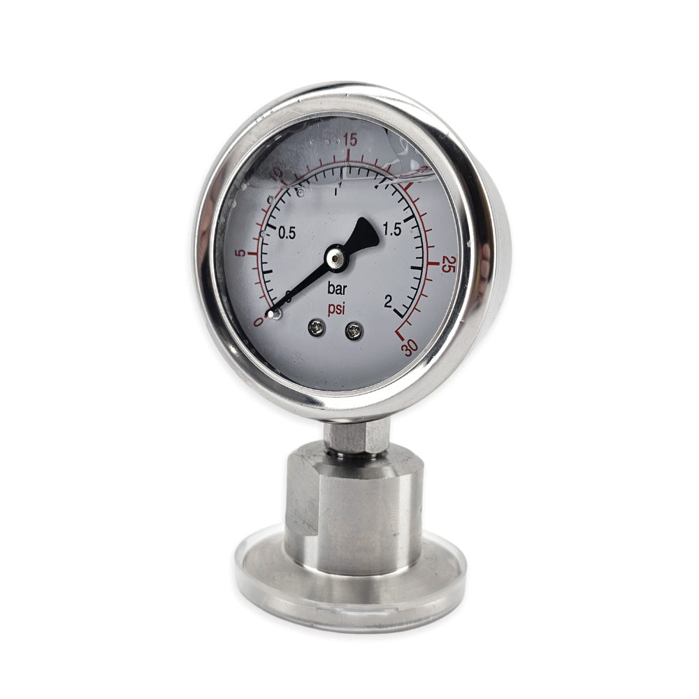 A sealed pressure gauge is the most sanitary and safest solution. Designed to prevent krousen from plugging the gauge, it ensures longer-lasting performance.