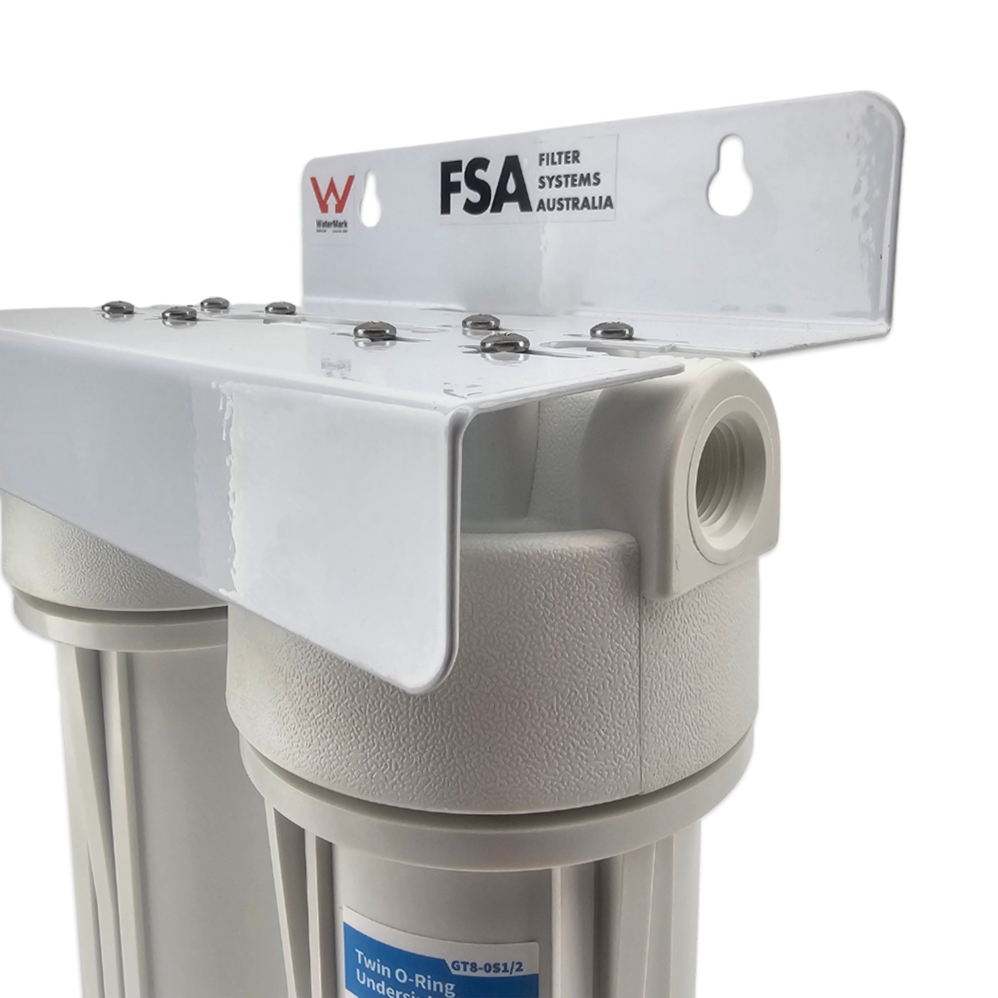 Twin Body Undersink Water Filter Housing with Spanner includes 1/2 BSP Female Threads to suit a wide range of plumbing fittins.