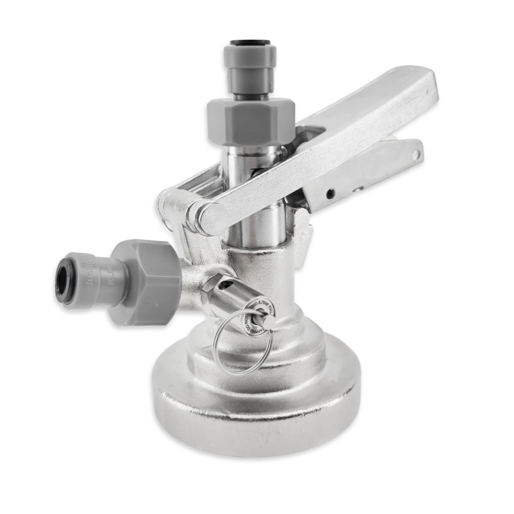 The KeyKeg Coupler is a specially designed coupler to suit the one-way KeyKegs. Suitable for attaching most wine and cocktail kegs.