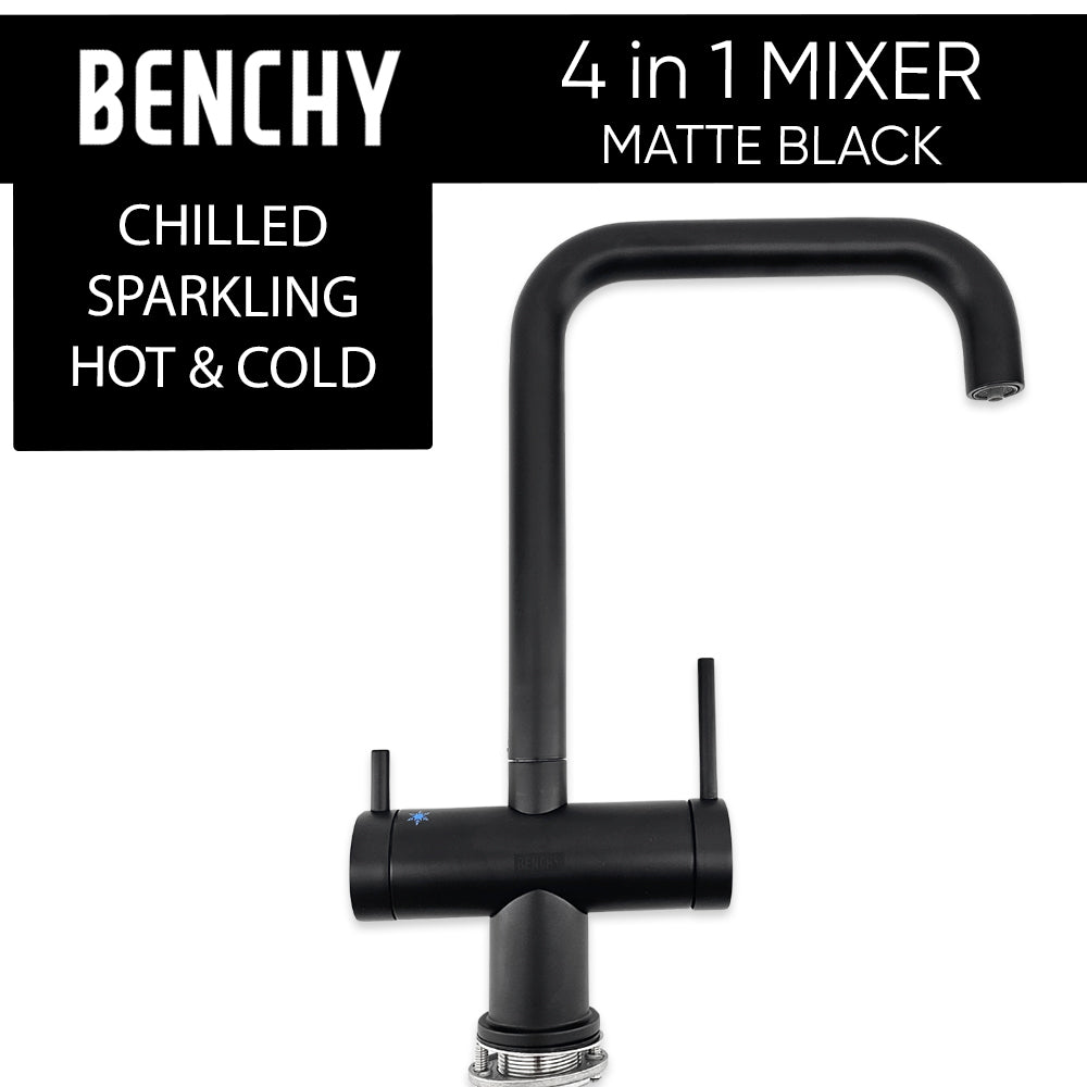 No longer will you need a separate mixer tap taking up space to dispense chilled & sparkling water, have best of all worlds with the Benchy 4 in 1 Mixer Tap.