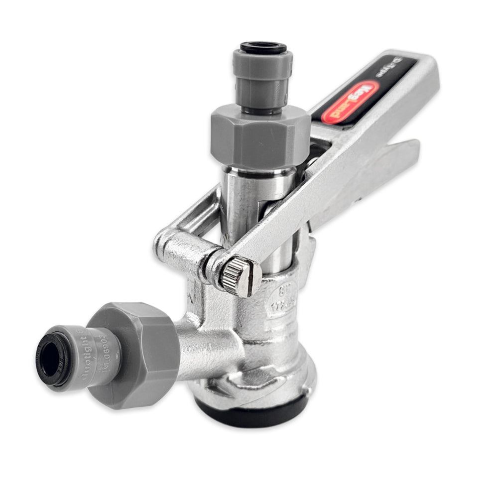 Commonly referred to as the "Twist On Coupler" for the twist style kegs that aren't D-Type.
Suitable for attaching Asahi, Heineken, Hofbrau Kegs.