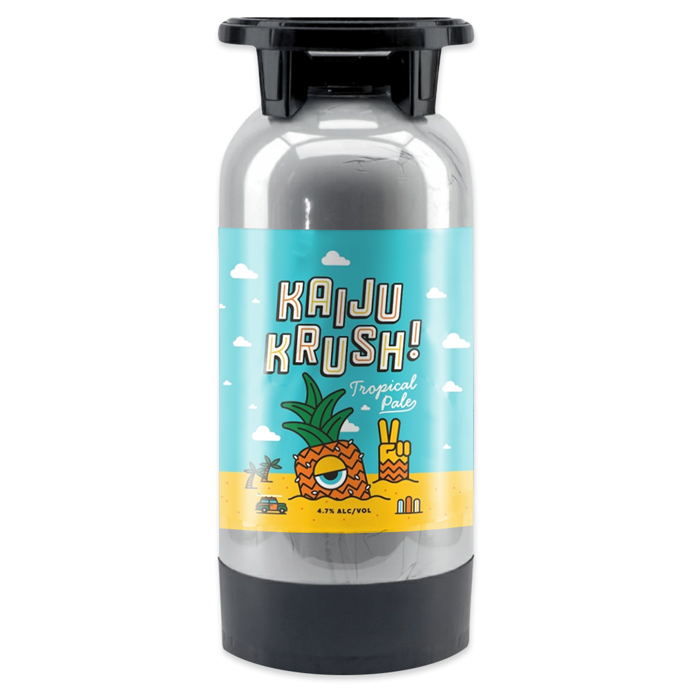 Tap a 20L keg of refreshing Kaiju Krush! at Home!  With a crisp malt profile and juicy tropical flavours, Krush is sure to be a crowd pleaser on your kegerator.