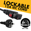 Lockable 15A IEC Cord