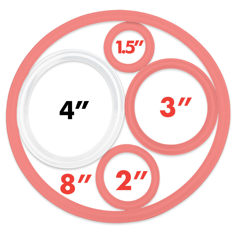 The 4" TC Gaskets are used in Kegmenters and large distillation equipment. Also used in the Food, Dairy, Beverage, Biotech, Pharmaceutical sectors.