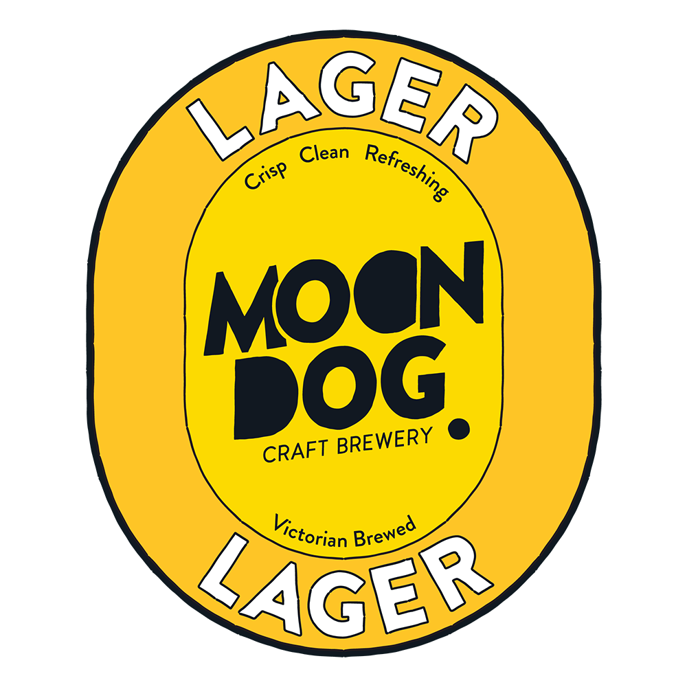 Moon Dog Lager is a super crisp and refreshing German style pilsner. It's got a light malt body with a soft aroma of German noble hops and a clean finish!